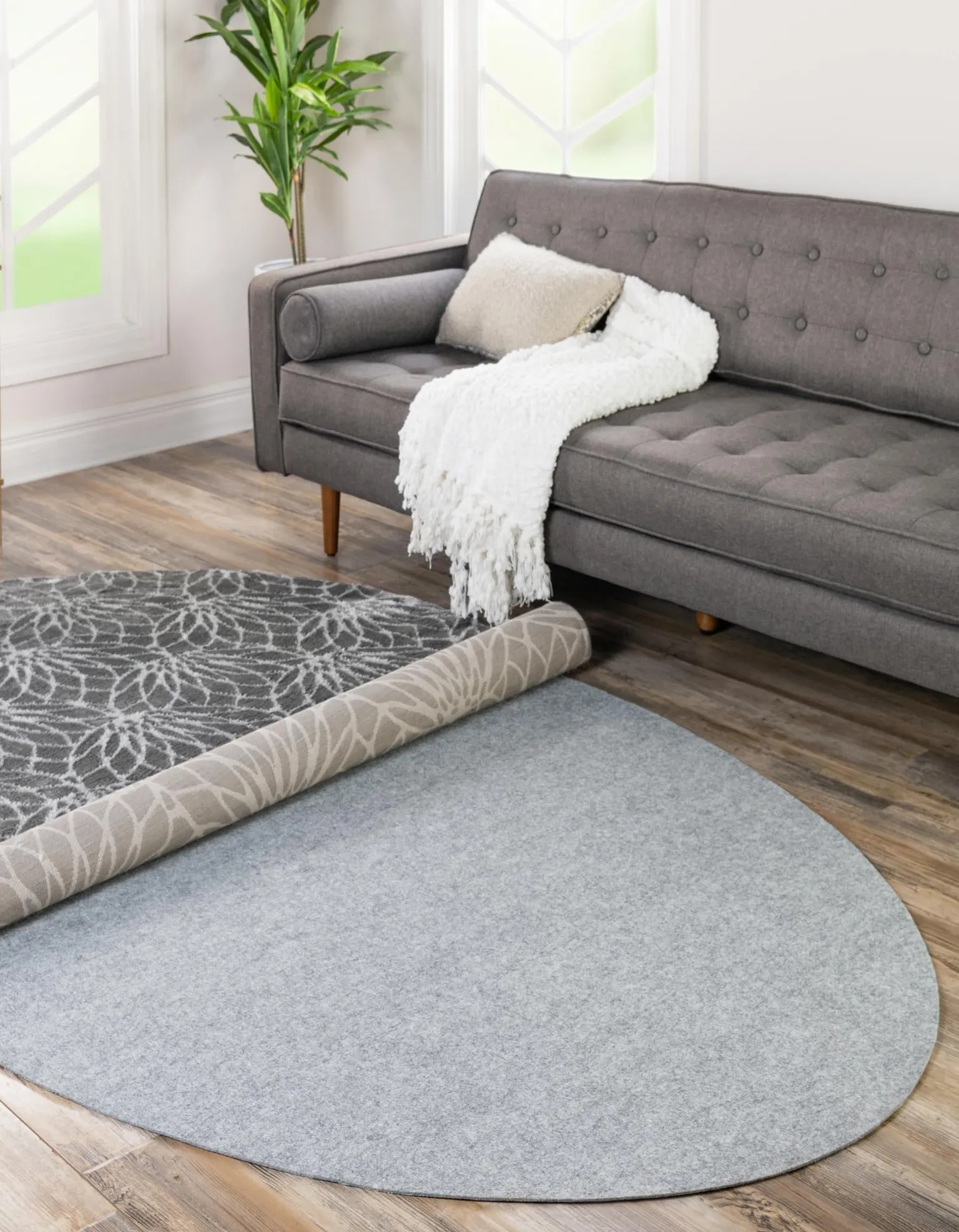 4' 11 x 7' 10 Everyday Performance Oval Area Rug Pad Floor Protection Pad for Under Rugs & Carpet Non-Slip Backing Soft Cushioned Mat - OVAL SHAPE